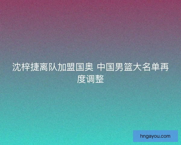 沈梓捷离队加盟国奥 中国男篮大名单再度调整
