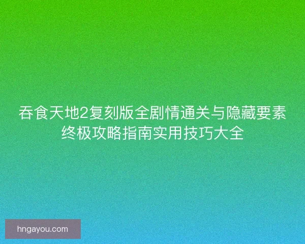 吞食天地2复刻版全剧情通关与隐藏要素终极攻略指南实用技巧大全