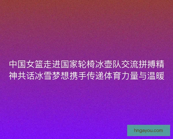 中国女篮走进国家轮椅冰壶队交流拼搏精神共话冰雪梦想携手传递体育力量与温暖