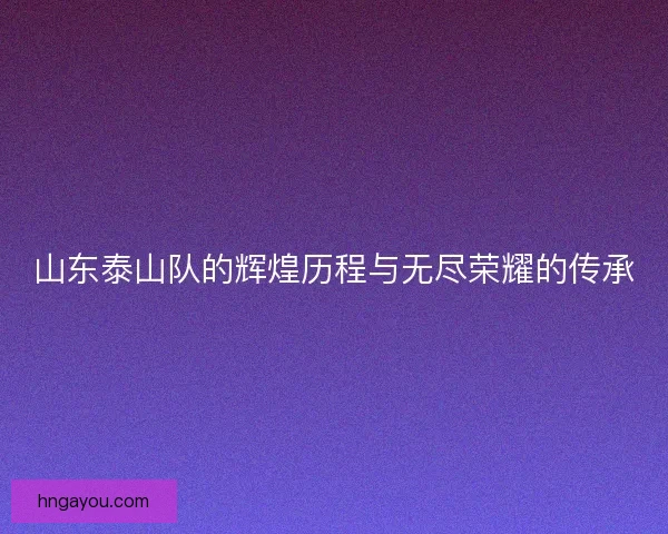 山东泰山队的辉煌历程与无尽荣耀的传承